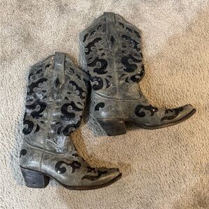 Corral Grey and Black Sequence Cowboy Boots
